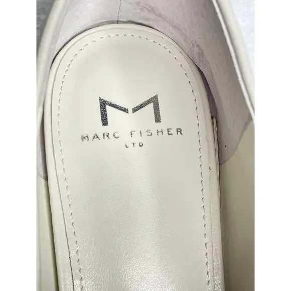 Marc Fisher LTD Elenda Leather Flat Slip-on Cream Loafers size 8.5 New - Picture 5 of 9